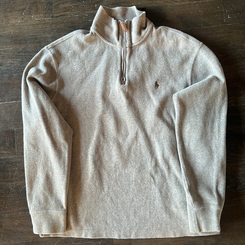 Polo by Ralph Lauren men’s size M tan quarter zip sweater